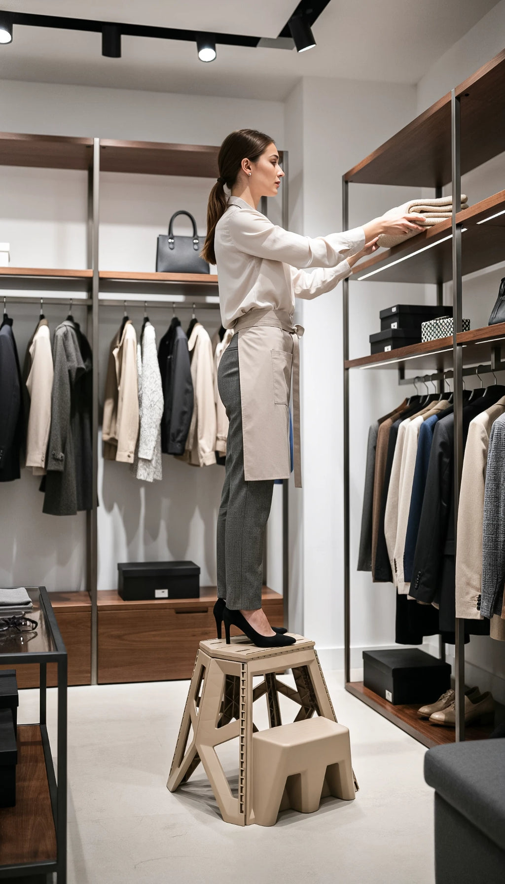SMART STEP latte in negozio: sgabello pieghevole per raggiungere gli scaffali