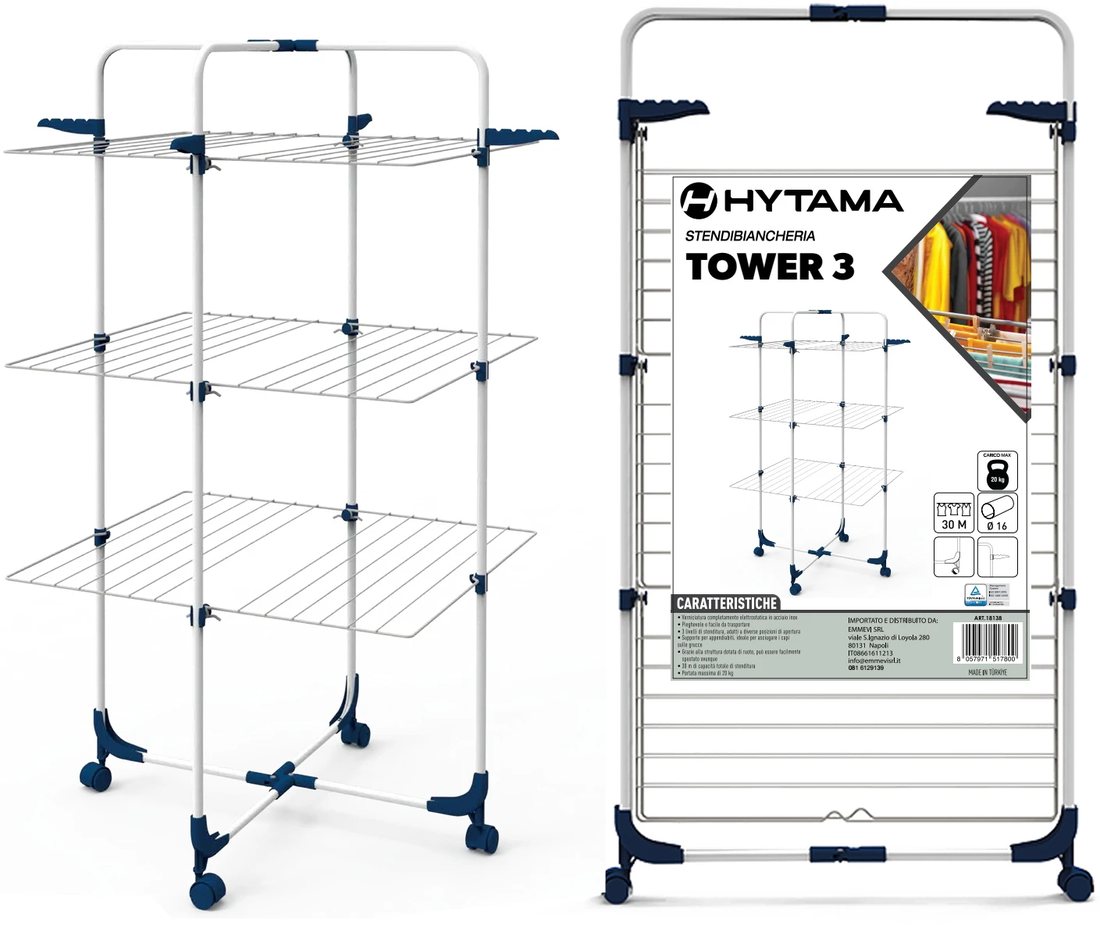 STENDIBIANCHERIA VERTICALE TOWER 3 CON RUOTE