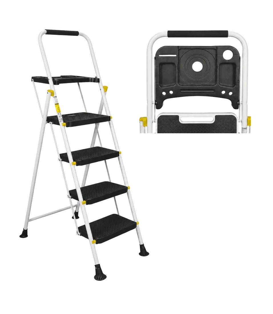 WHITE MAX PLUS 4 gradini – Scala pieghevole con vaschetta HYTAMA Tools
